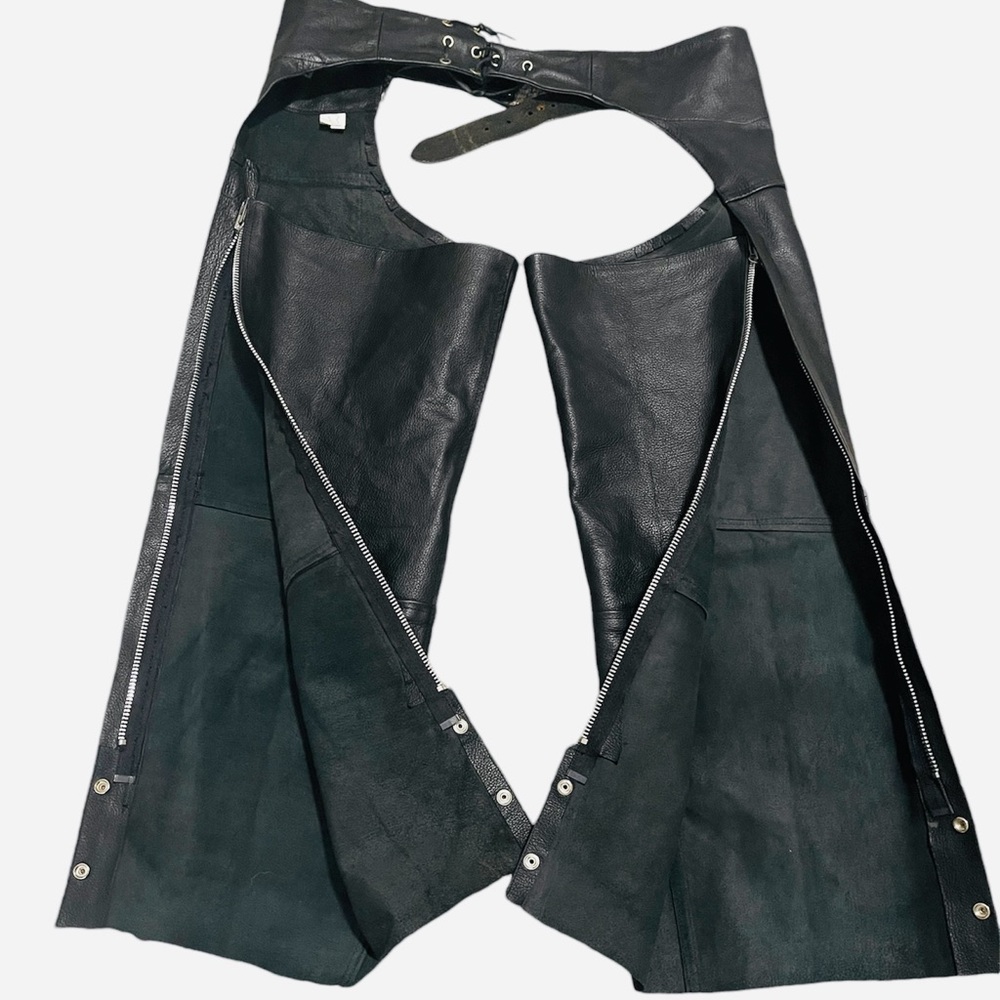 River Road Genuine Leather Motorcycle Chaps Adjustable Size Large